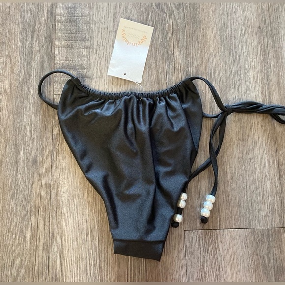 Dippin’ Daisys Bikini Bottom Small Black Beaded Side Tie - Picture 2 of 5